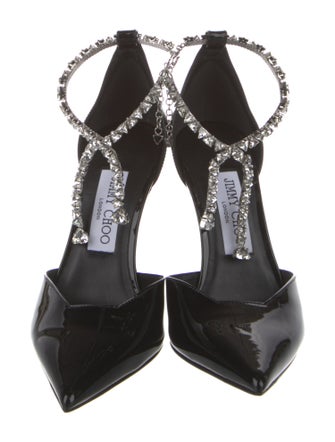 Jimmy Choo Patent Leather Crystal Embellishments D'Orsay Pumps