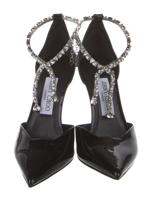Jimmy Choo Patent Leather Crystal Embellishments D'Orsay Pumps