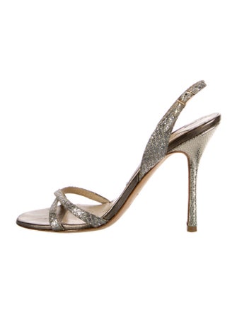 Jimmy Choo Glitter Animal Print Slingback Sandals