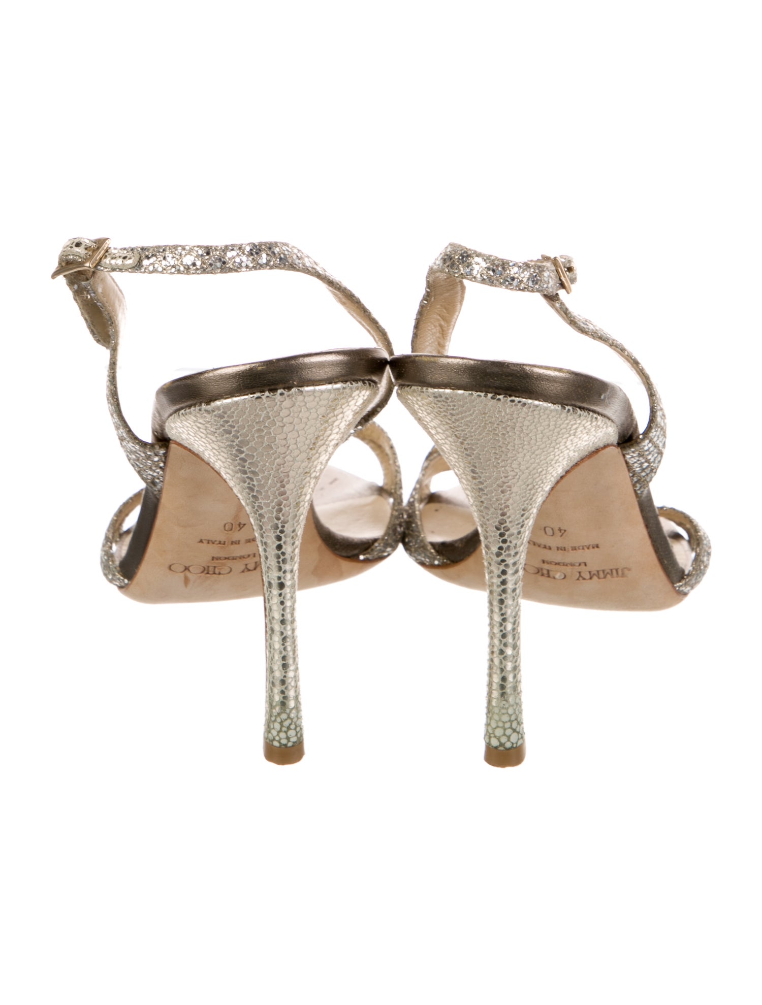 Jimmy Choo Glitter Animal Print Slingback Sandals