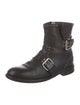 Jimmy Choo Leather Studded Accents Moto Boots