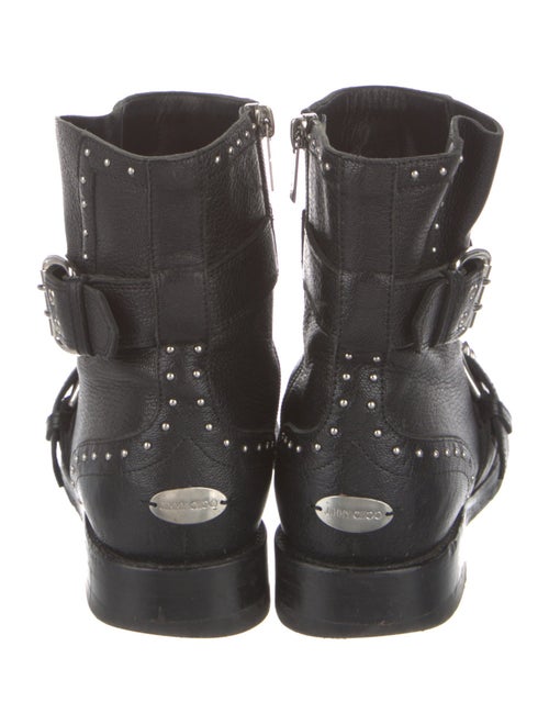 Jimmy Choo Leather Studded Accents Moto Boots