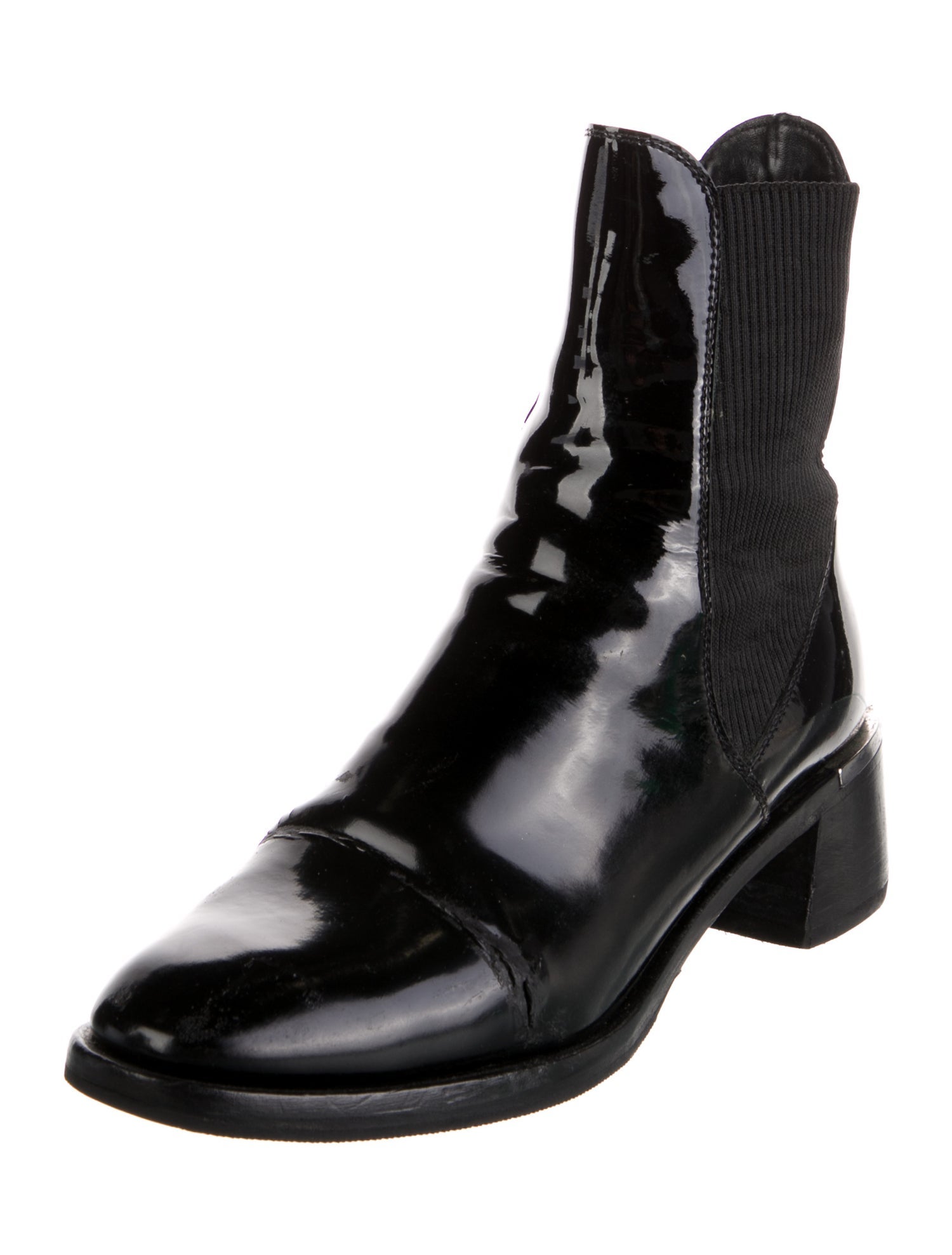 Jimmy Choo Patent Leather Colorblock Pattern Chelsea Boots