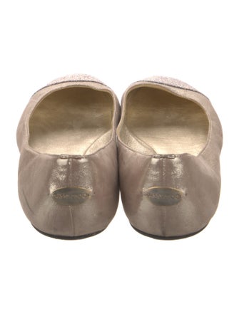Jimmy Choo Leather Glitter Accents Ballet Flats