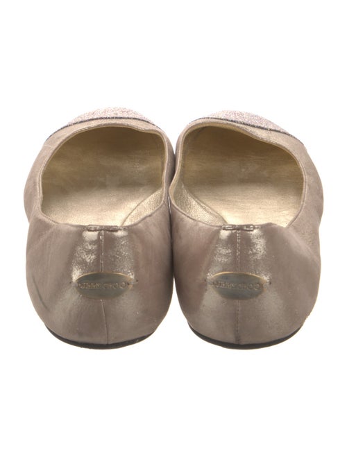 Jimmy Choo Leather Glitter Accents Ballet Flats