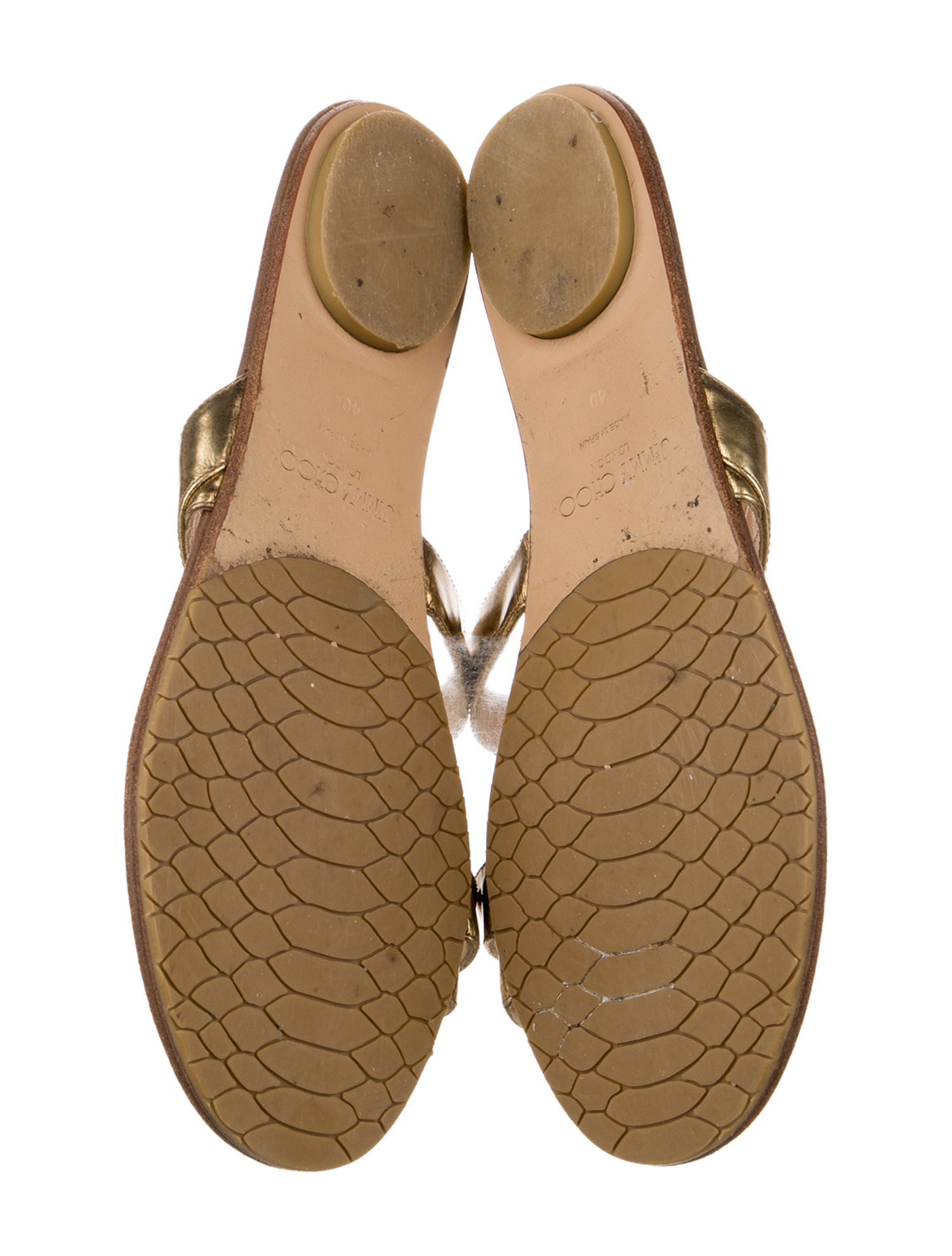 Jimmy Choo Leather Chain-Link Accents Slides