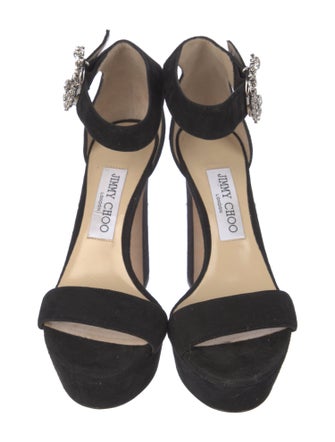 Jimmy Choo Suede Crystal Embellishments Sandals