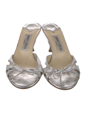 Jimmy Choo Leather Bow Accents Slides
