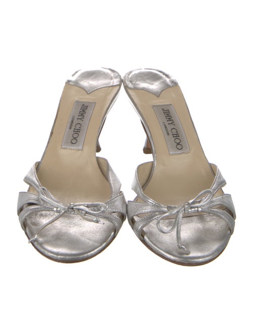 Jimmy Choo Leather Bow Accents Slides