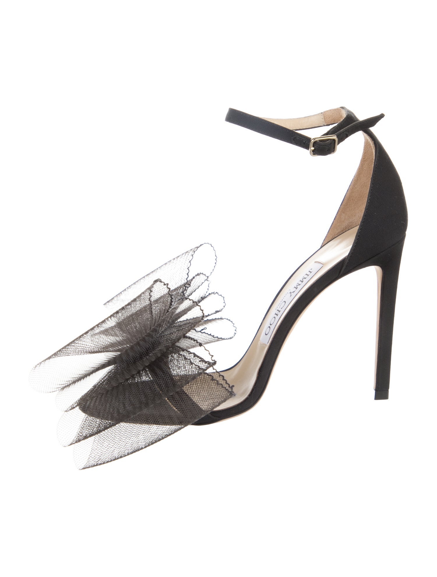 Jimmy Choo Satin Mesh Accents Sandals