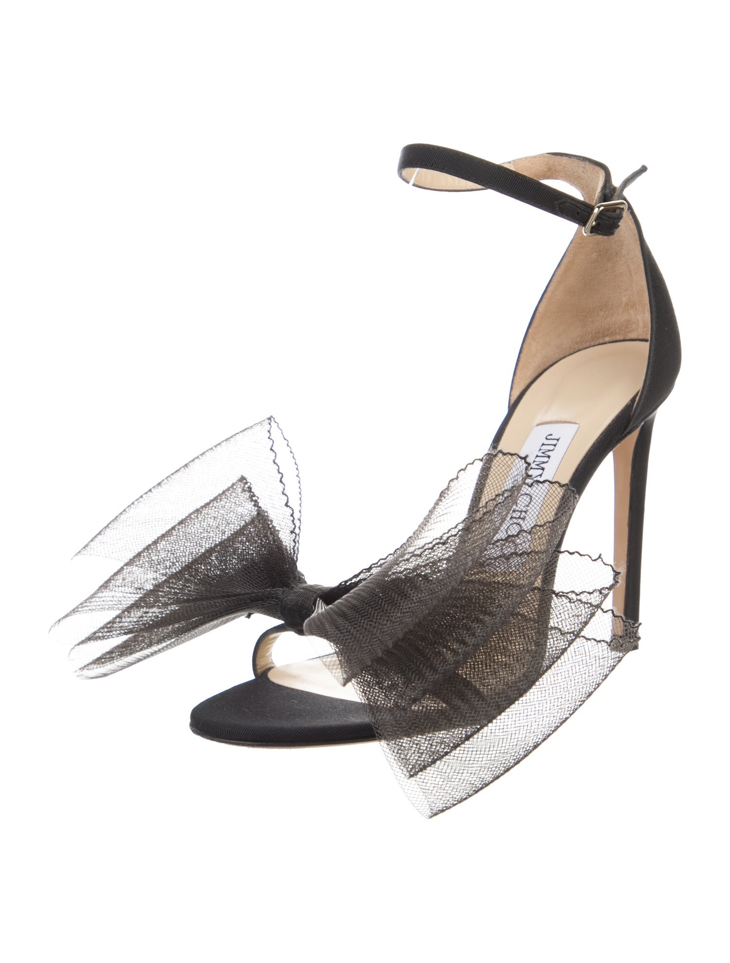 Jimmy Choo Satin Mesh Accents Sandals