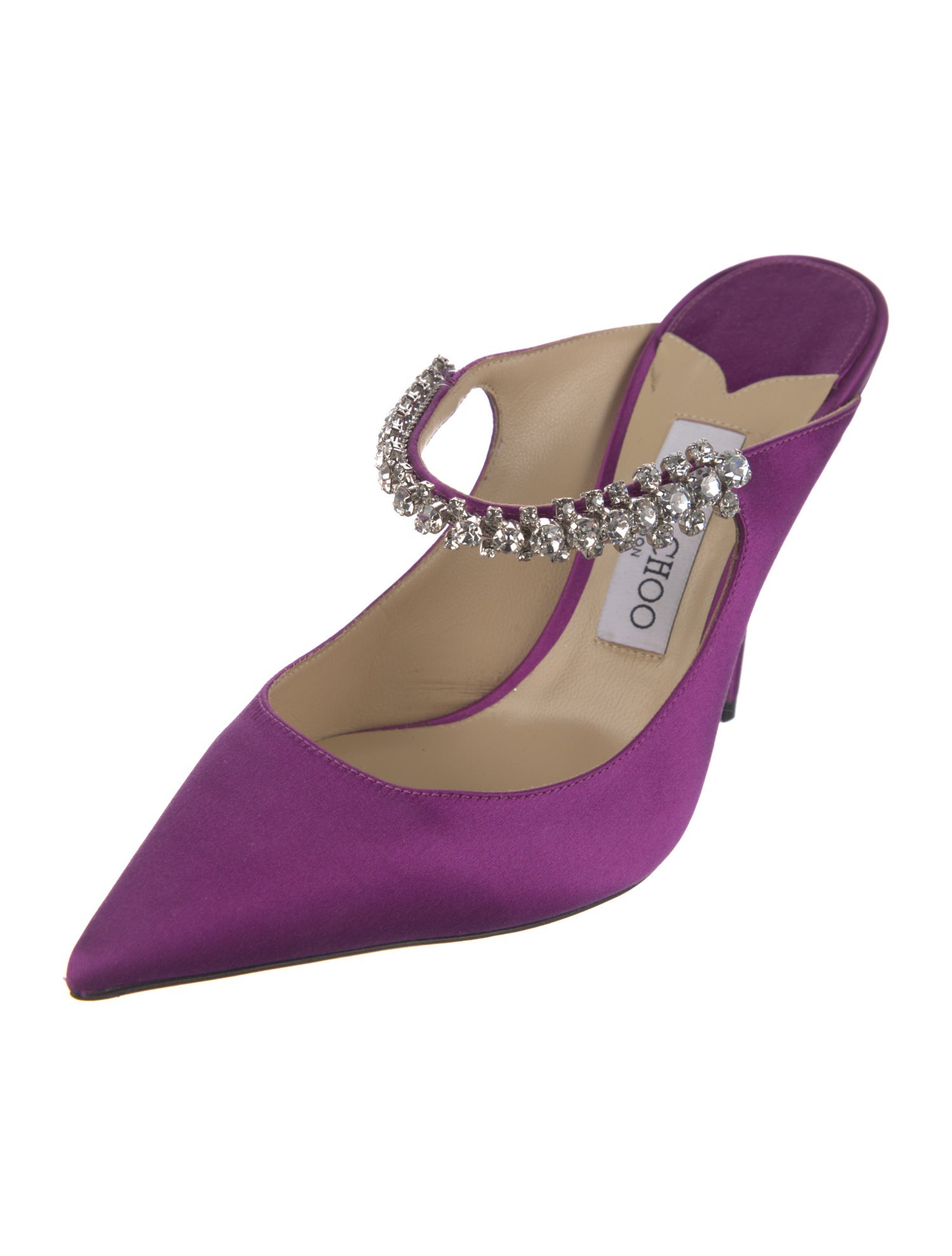 Jimmy Choo Satin Crystal Embellishments Mules