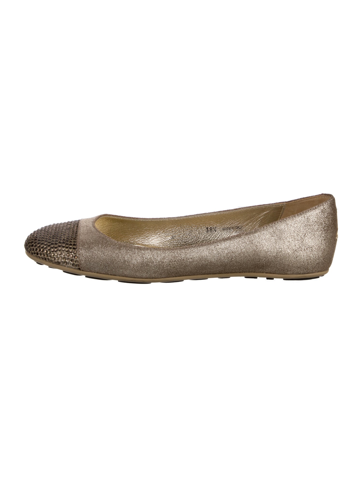 Jimmy Choo Leather Crystal Embellishments Ballet Flats