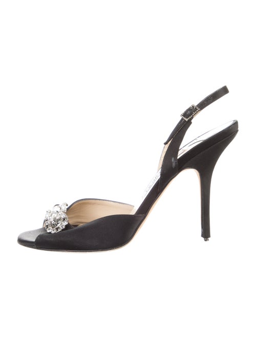 Jimmy Choo Satin Crystal Embellishments Slingback Sandals