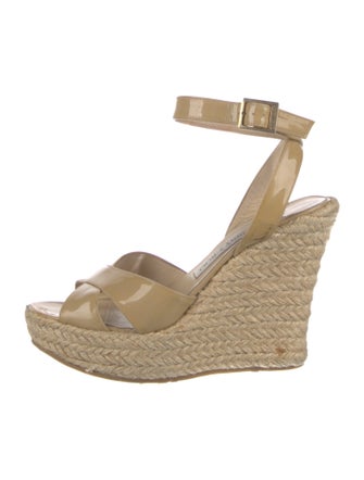 Jimmy Choo Patent Leather Braided Accents Espadrilles