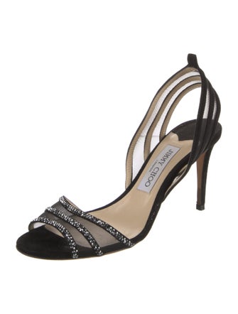 Jimmy Choo Suede Mesh Accents Slingback Sandals