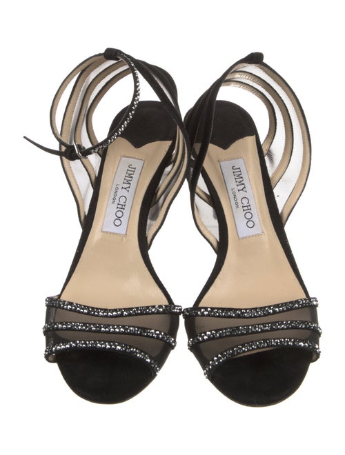 Jimmy Choo Suede Mesh Accents Slingback Sandals