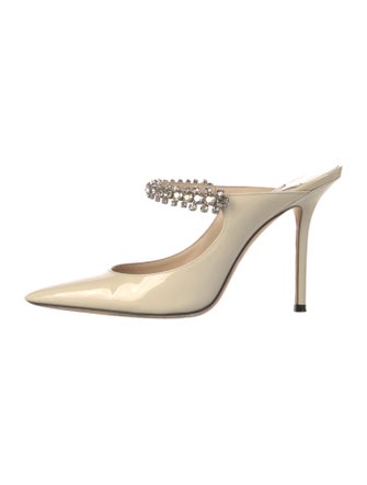 Jimmy Choo Patent Leather Crystal Embellishments Mules
