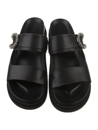 Jimmy Choo Leather Crystal Embellishments Sandals
