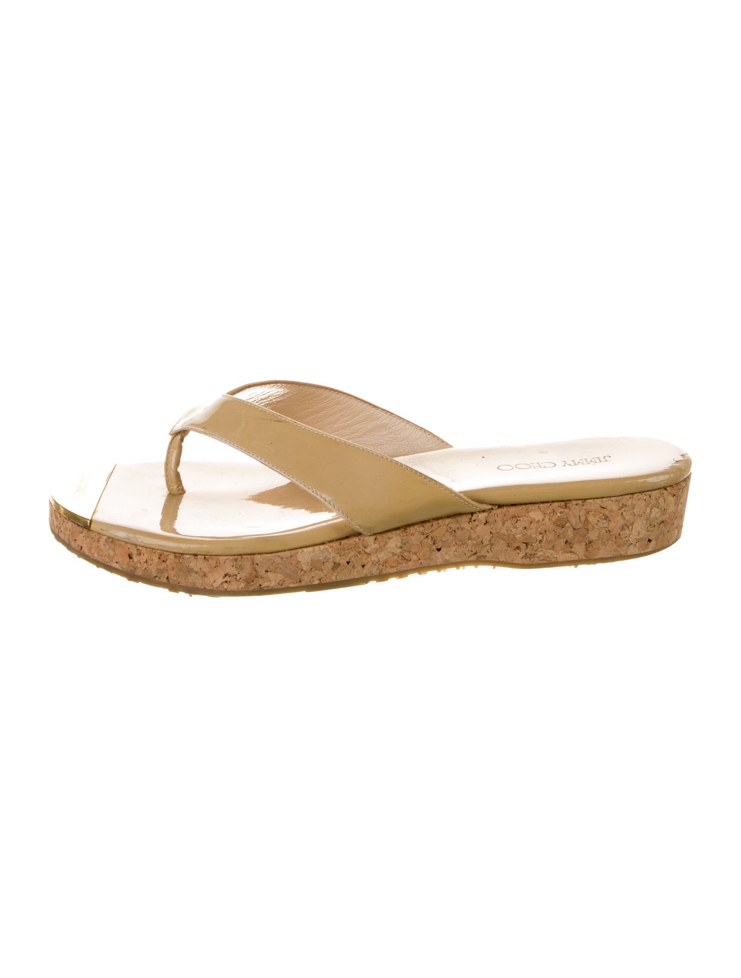 Jimmy Choo Patent Leather Colorblock Pattern Slides