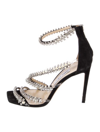 Jimmy Choo Suede Crystal Embellishments Sandals