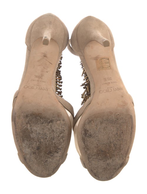 Jimmy Choo Suede Mesh Accents T-Strap Sandals