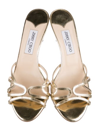 Jimmy Choo Leather Cutout Accent Slides