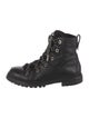 Jimmy Choo Leather Fur Trim Combat Boots