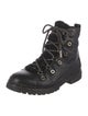 Jimmy Choo Leather Fur Trim Combat Boots