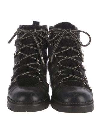 Jimmy Choo Leather Fur Trim Combat Boots