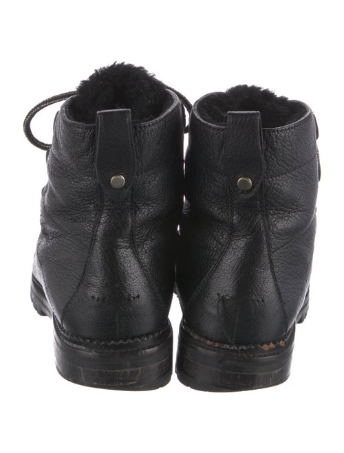 Jimmy Choo Leather Fur Trim Combat Boots