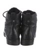 Jimmy Choo Leather Fur Trim Combat Boots