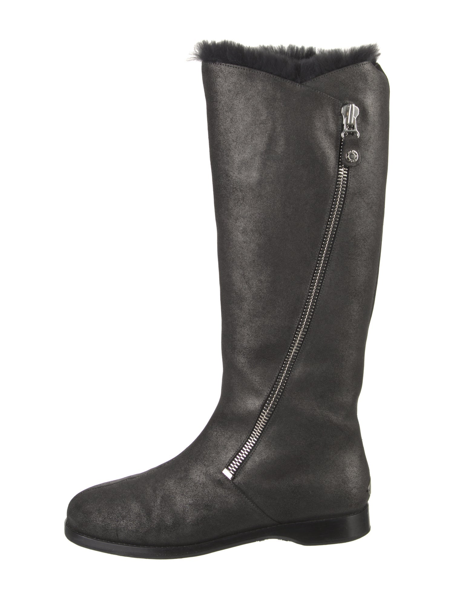 Jimmy Choo Suede Fur Trim Riding Boots