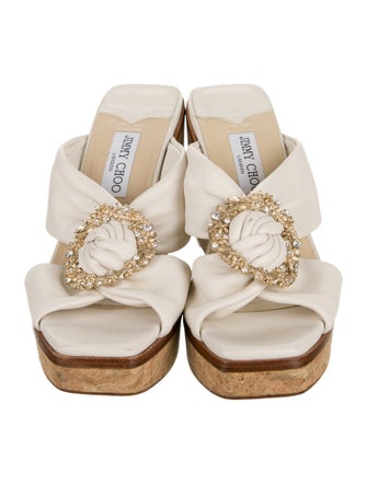 Jimmy Choo Leather Colorblock Pattern Slides