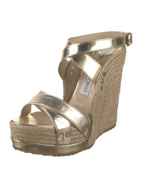 Jimmy Choo Leather Colorblock Pattern Espadrilles