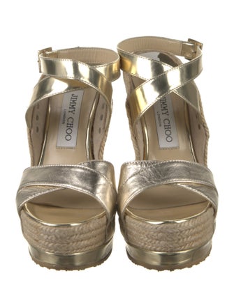 Jimmy Choo Leather Colorblock Pattern Espadrilles