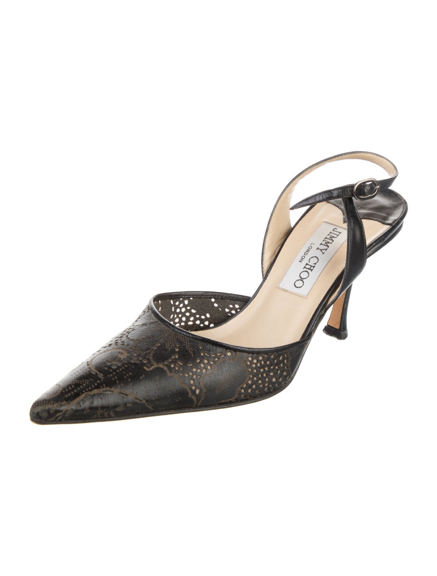 Jimmy Choo Leather Lasercut Accents Slingback Pumps