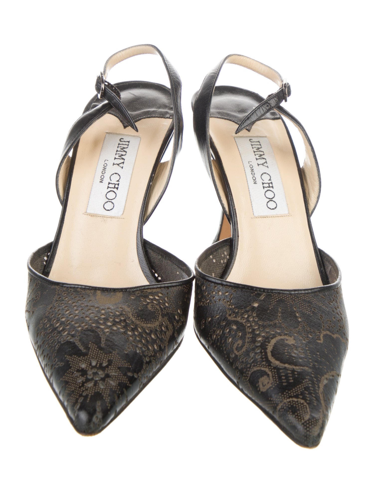 Jimmy Choo Leather Lasercut Accents Slingback Pumps