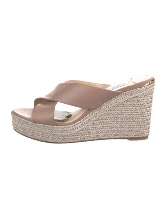 Jimmy Choo Leather Glitter Accents Espadrilles