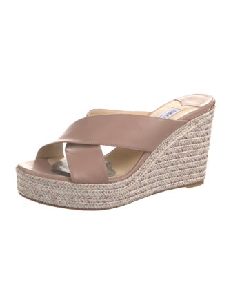 Jimmy Choo Leather Glitter Accents Espadrilles