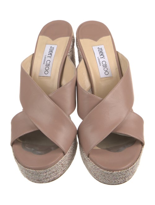 Jimmy Choo Leather Glitter Accents Espadrilles