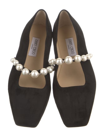 Jimmy Choo Suede Crystal Embellishments Ballet Flats