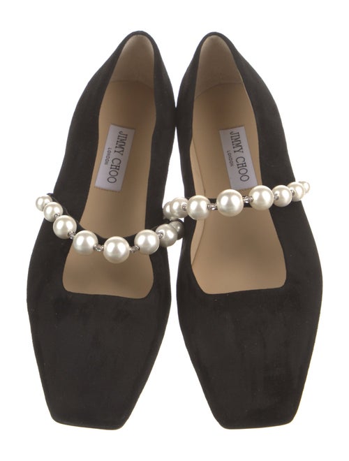 Jimmy Choo Suede Crystal Embellishments Ballet Flats