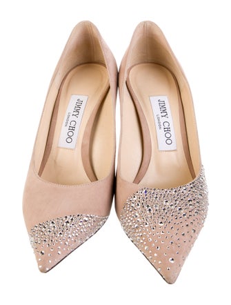 Jimmy Choo Suede Crystal Embellishments Pumps