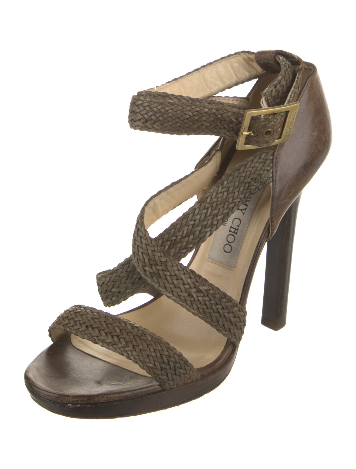 Jimmy Choo Leather Braided Accents Sandals