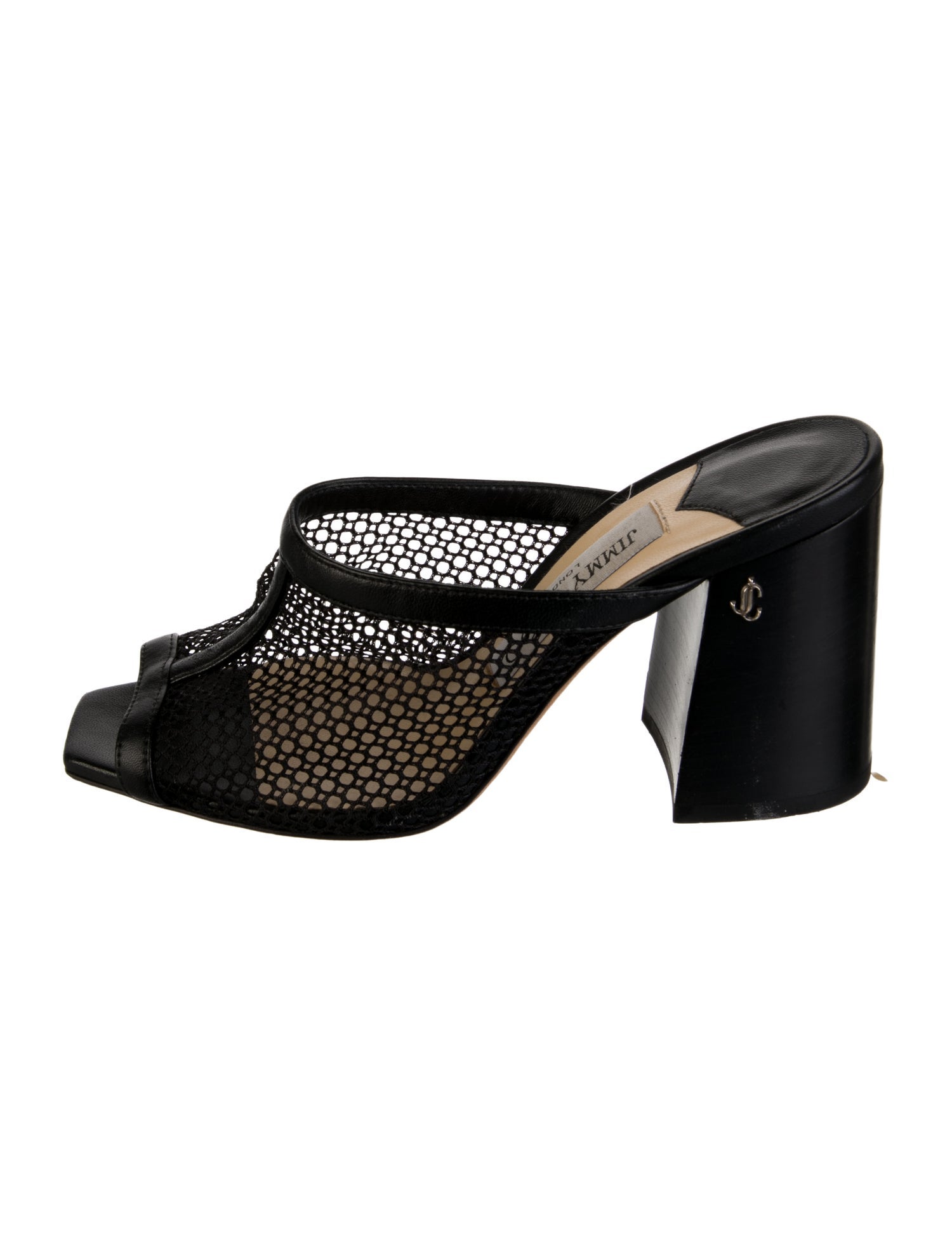 Jimmy Choo Leather Mesh Accents Slides
