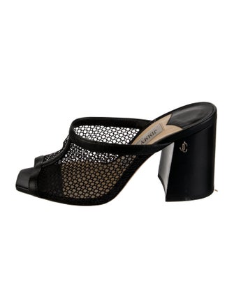 Jimmy Choo Leather Mesh Accents Slides
