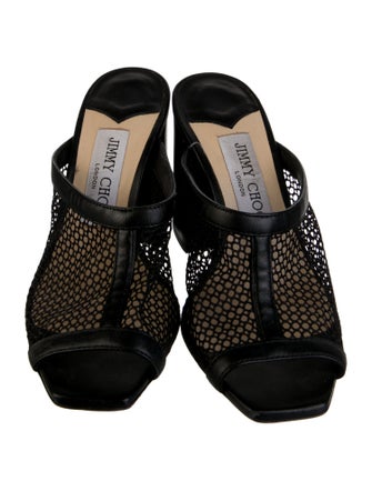 Jimmy Choo Leather Mesh Accents Slides