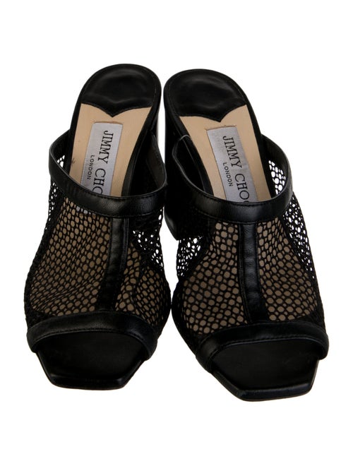 Jimmy Choo Leather Mesh Accents Slides