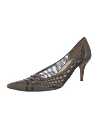 Jimmy Choo Leather Mesh Accents Pumps
